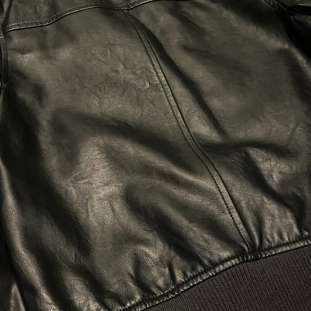 A New Day Black Faux Leather Raylon Bomber Jacket Size XS - Picture 4 of 6